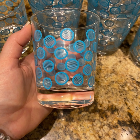 IKEA Retro Turquoise MCM Blue Polka Dot Glasses - Picture 3 of 4
